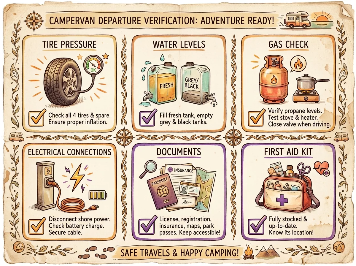 Checklist illustree des verifications avant depart en camping-car
